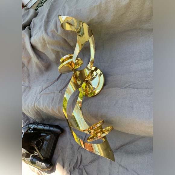 Mid Century Metal Wall Sconce Candle Holder Brass Gold Retro Decor MASCOT Atomic - Picture 3 of 9